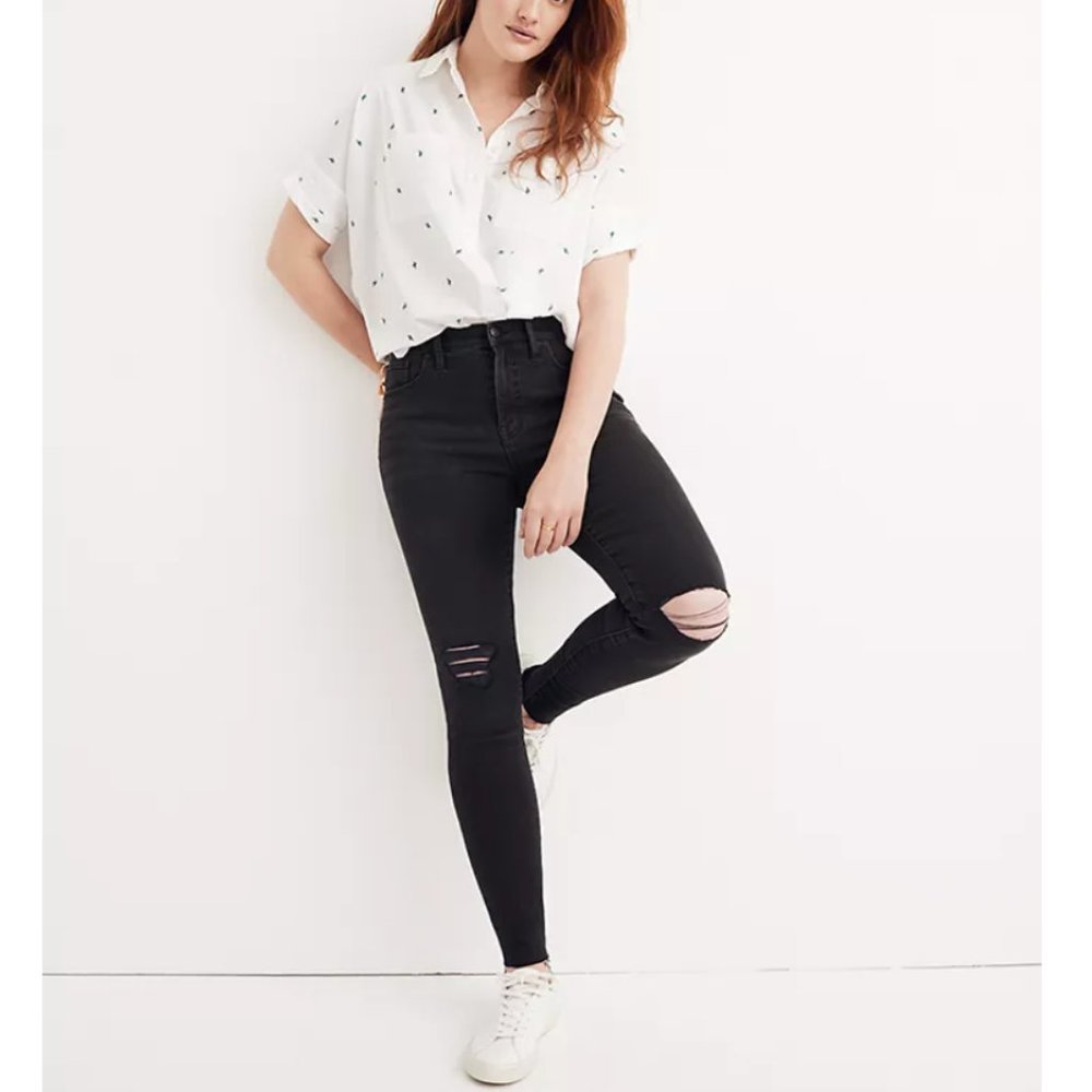 Madewell 9" Mid-Rise Skinny Jeans in Black Sea H2230, Size 27